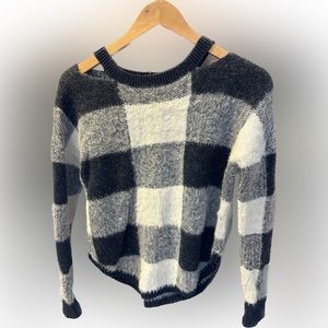 Express XS GRAY/White plaid sweater